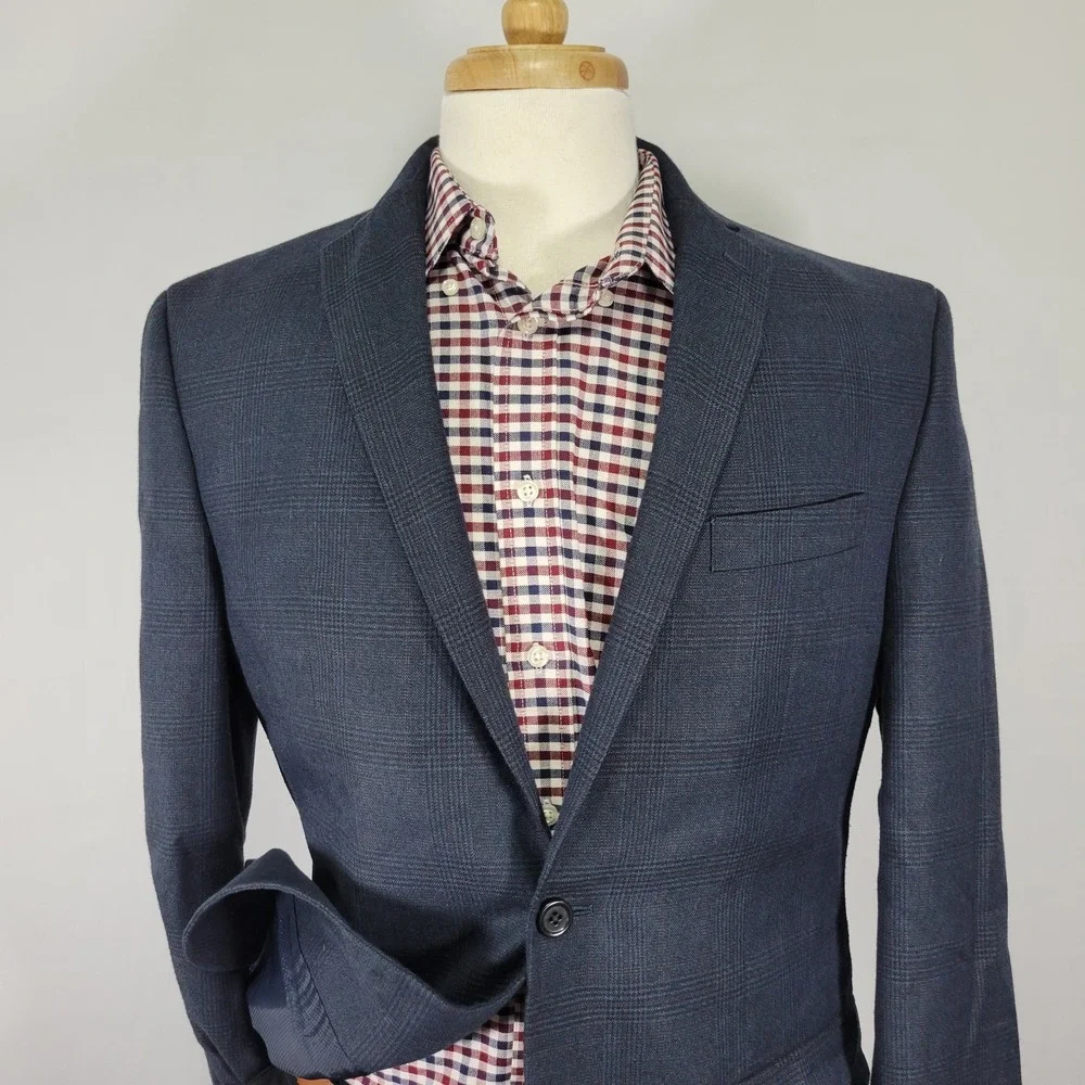Michael‎ Kors Men's Sport Coat Blazer Two Button Navy Blue Poly Blend Size 40R